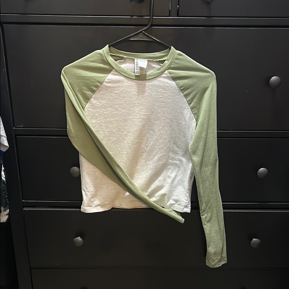 Divided Olive and White Long Sleeve Tee